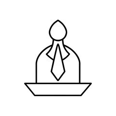 Outline drawing of a person with tie on transparent background