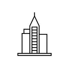 Simple building outline illustration on transparent background