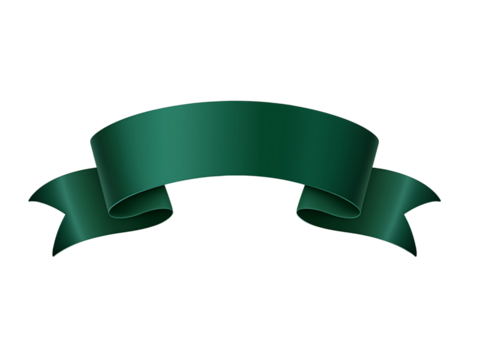 Dark green ribbon banner isolated on a transparent background 1