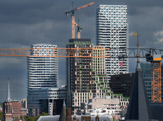 Construction Skyscrapers Cranes Modern Architecture Hague