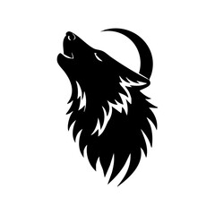 Silhouette of a howling wolf under a crescent moon, symbolizing wilderness, mystery, and night energy.
