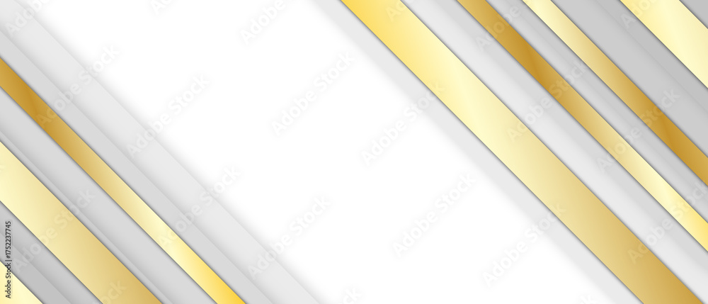 Canvas Prints modern abstract white background with golden stripe straight layered lines