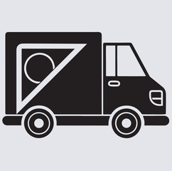 pizza delivery truck icon silhouette vector art illustration, delivery truck icon