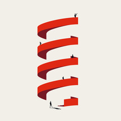 Obraz na płótnie Canvas Minimalist illustration in a vector format. Abstract symbol of people climbing a spiral staircase, representing the competitive corporate ladder and career ambition. Obraz na płótnie Canvas Minimalist illustration in a vector format. Abstract symbol of people climbing a spiral staircase, representing the competitive corporate ladder and career ambition.