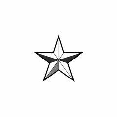Obraz premium Classic five-pointed star symbol with intricate shading, metallic gray finish, geometric design isolated on white, achievement and quality icon