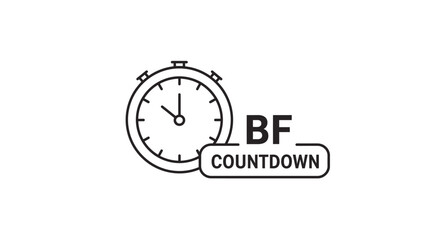 Black Friday Countdown Timer Icon with BF Countdown Text.