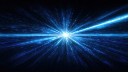 Obraz premium Vibrant electric blue light explosion streaking across dark space