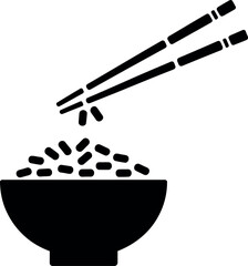 Silhouette of rice bowl with chopsticks