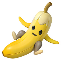 3D funny banana mascot for a healthy fruit brand
