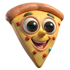 3D funny pizza mascot for a pizzeria menu