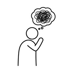 Simple line art icon of a person with a confused mind.