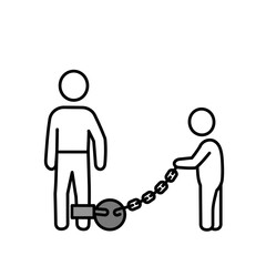 Two figures connected by a chain symbolizing control and dependence.