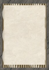 Blank parchment paper with decorative border on textured background