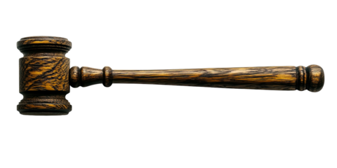 Wooden gavel on a black background, isolated studio shot