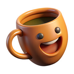 Cute coffee mug character with a smiling face