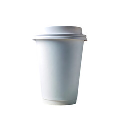White paper coffee cup with lid isolated on black background take away beverage container mock up perfect for showcasing your brand