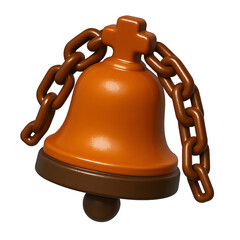 3D Grave bell with rusty chains