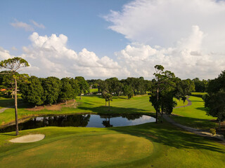 A drone photos of a golf course