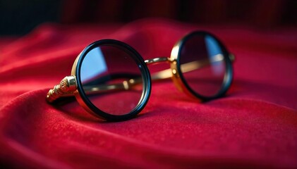 Elegant Opera Glasses Resting on Velvet Luxurious Vintage Theater Accessory