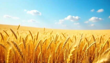 Golden Wheat Field Swaying Gently in Summer Breeze Picturesque Landscape