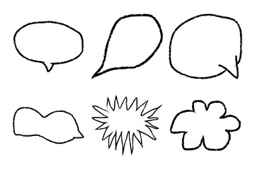 Hand Drawn Comic Elements and Speech Bubbles. Fun Doodle Style Vector Set on White Background
