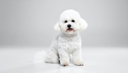 Fototapeta premium Cute bichon frise puppy posing in studio 4