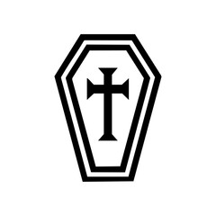 Obraz premium Coffin with a cross symbol, representing remembrance, faith, and solemn reflection often associated with All Saints’ Day or Halloween themes. 