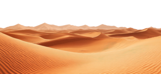 Rolling sand dunes stretching towards distant hills under a dark sky