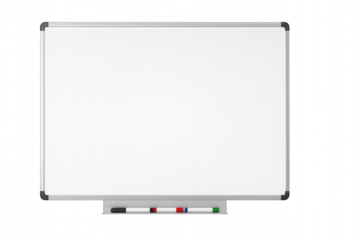 Whiteboard with clean magnetic surface and colorful markers