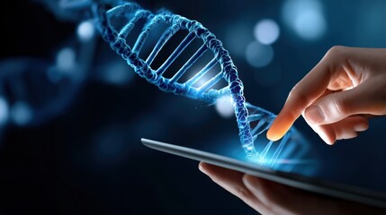 Digital DNA Strand Touch Interface on Tablet Screen