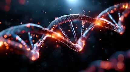 Glowing DNA Double Helix with Molecular Details