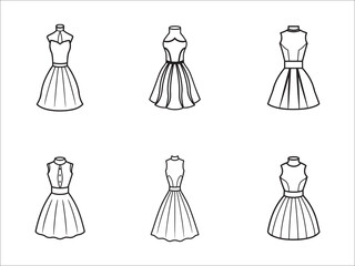 Fashion design template with dress pattern for garment industry style guide