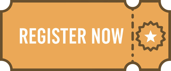 An invitation ticket design promotes the call to register now