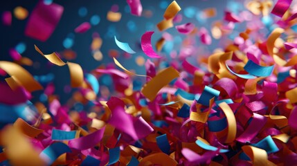 Colorful Confetti Burst on Blue Background
