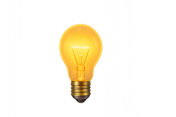 Yellow glowing light bulb symbolizing innovation and ideas