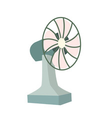 Simple Flat Illustration of a Desk Fan with White Background