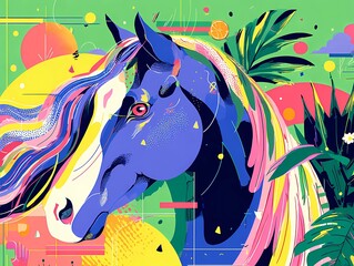 Horse Year Set. Modern vector illustrations of Chinese New Year designs Year of the red Horse. 