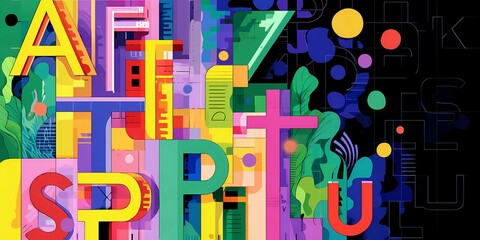 Alphabet letters on dark background, minimalism