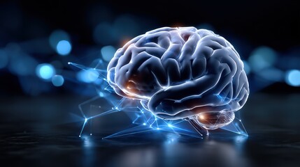 Digital Brain Surrounded by Abstract Neural Data Links