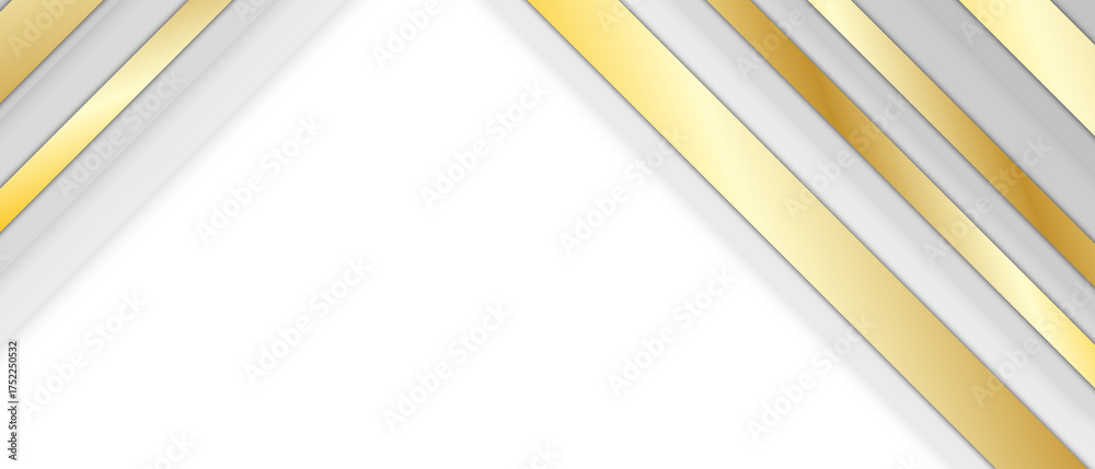 Canvas Prints modern abstract white background with golden stripe straight layered lines