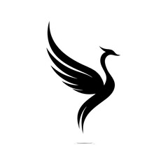Obraz premium Abstract Black Bird Symbol on White Background