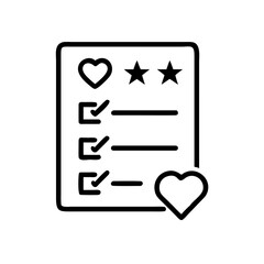 Fototapeta premium Checklist with hearts and stars for feedback form