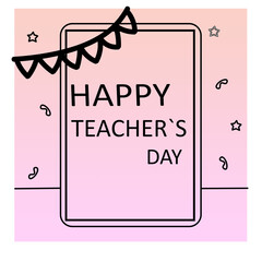 happy teacher day card isolated on white background 