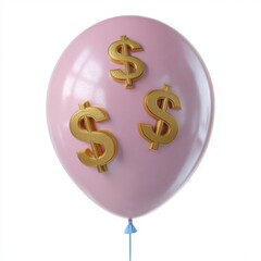 Pink balloon adorned with golden dollar signs