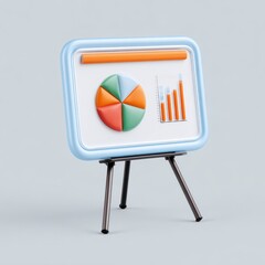 Fototapeta premium 3d rendered whiteboard with financial charts and graphs