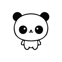 Fototapeta premium Cute Kawaii Panda Character in Minimalist Line Art Style