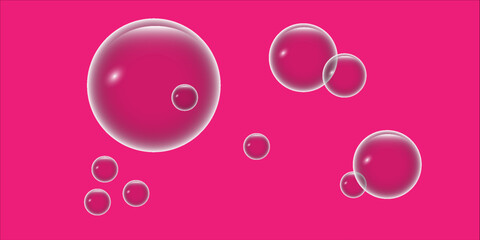 Pink Background with Transparent Soap Bubbles