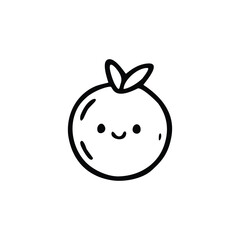 Cute orange fruit icon in kawaii style vector illustration