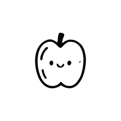 Cute apple fruit icon in kawaii style vector illustration