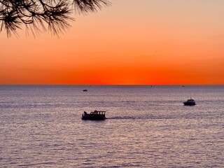 fantastic orange sea horizon, romantic sea sunset